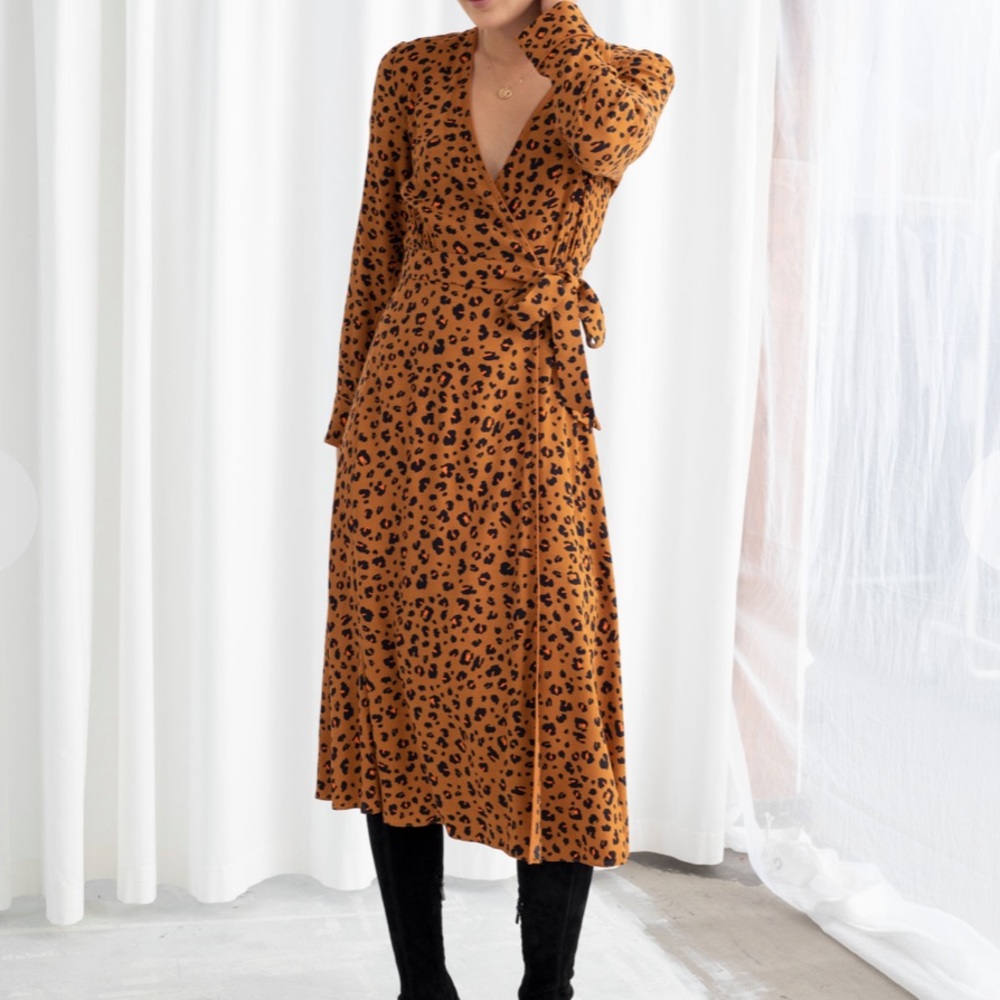 & Other Stories Leopard Print Wrap Dress